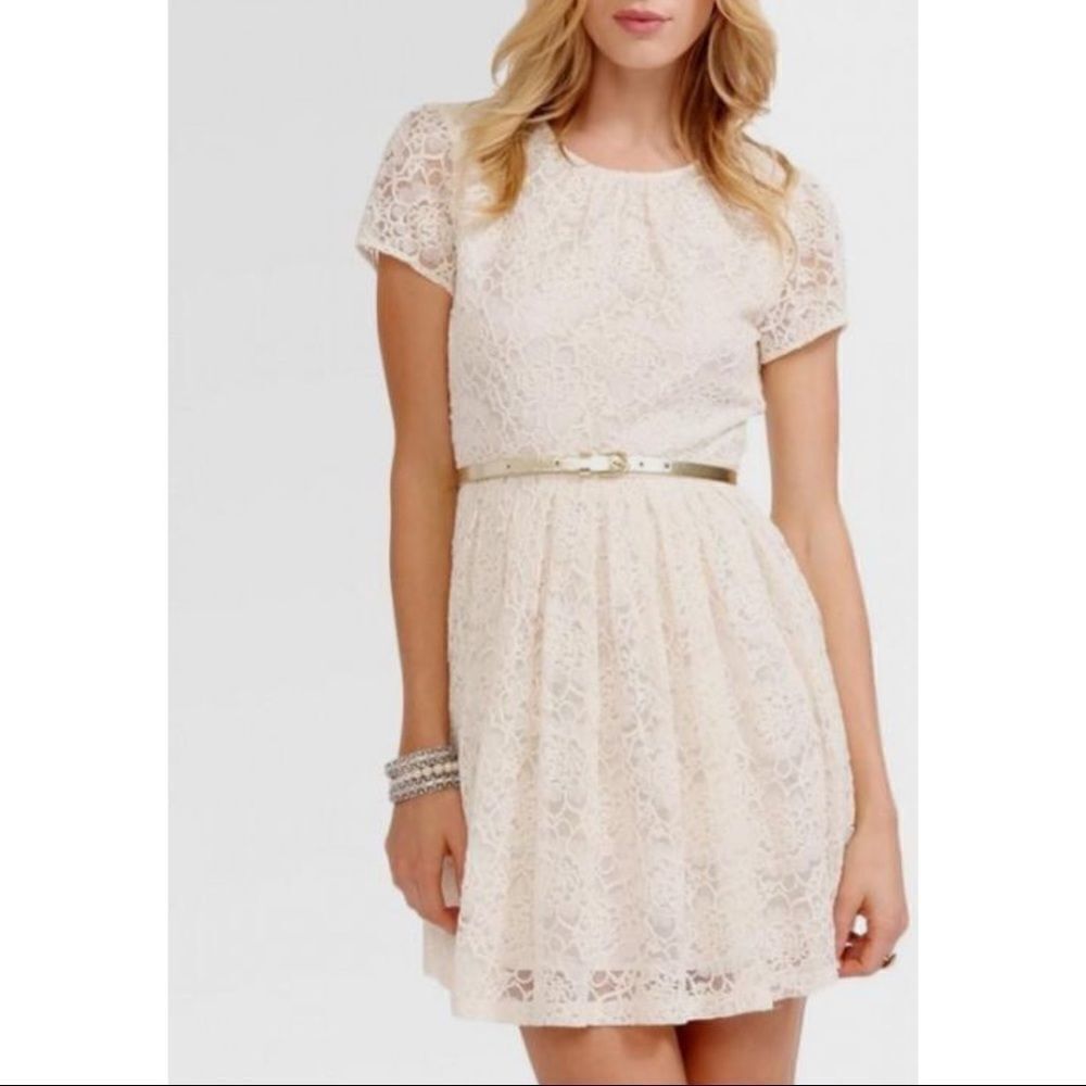 ✨ Lace Overlay Fit & Flare Dress✨
